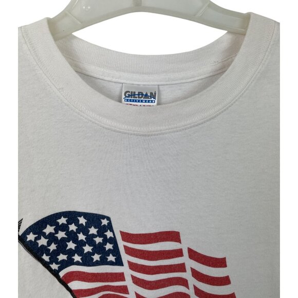 Proud To Be An American T-Shirt Mens XL Gildan White Cotton Blend U.S. Flag - Picture 4 of 8